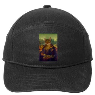 Meowing Lisa Funny Cat Cat Art Cat Lover Cat Owner 7-Panel Snapback Hat
