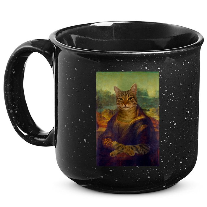 Meowing Lisa Funny Cat Cat Art Cat Lover Cat Owner 15oz Campfire Ceramic Mug
