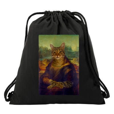 Meowing Lisa Funny Cat Cat Art Cat Lover Cat Owner Drawstring Bag