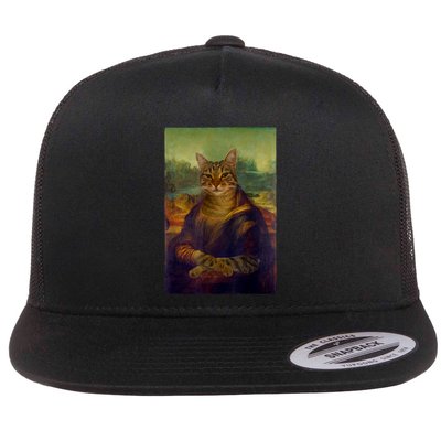 Meowing Lisa Funny Cat Cat Art Cat Lover Cat Owner Flatbill Hat