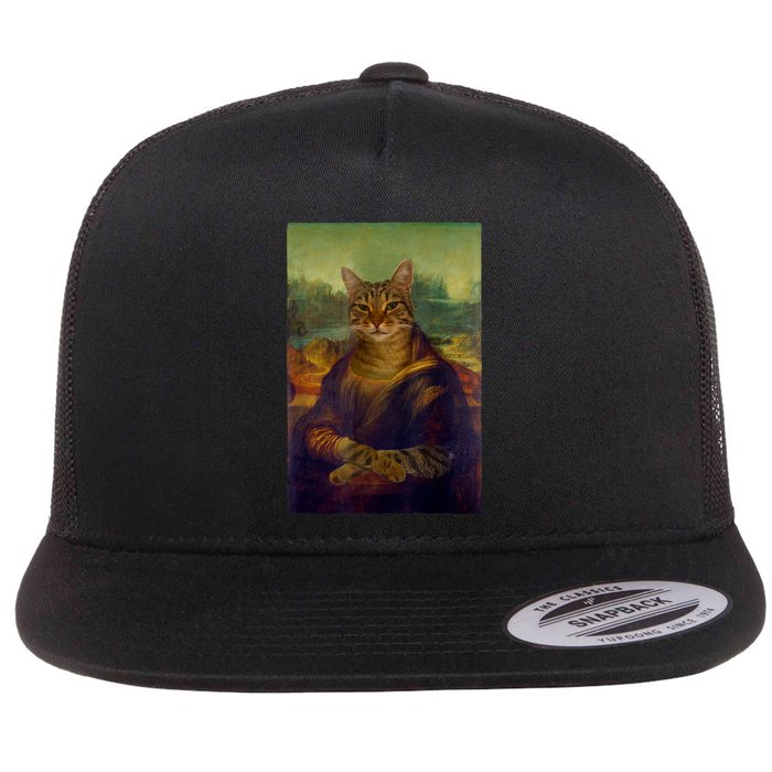 Meowing Lisa Funny Cat Cat Art Cat Lover Cat Owner Flatbill Hat
