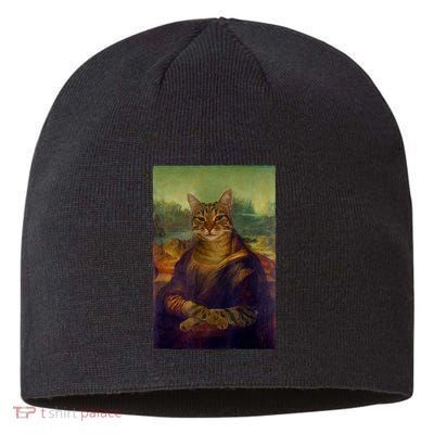 Meowing Lisa Funny Cat Cat Art Cat Lover Cat Owner Sustainable Beanie