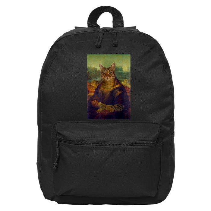 Meowing Lisa Funny Cat Cat Art Cat Lover Cat Owner 16 in Basic Backpack