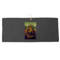 Meowing Lisa Funny Cat Cat Art Cat Lover Cat Owner Large Microfiber Waffle Golf Towel
