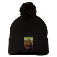 Meowing Lisa Funny Cat Cat Art Cat Lover Cat Owner Pom Pom 12in Knit Beanie