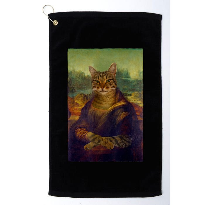 Meowing Lisa Funny Cat Cat Art Cat Lover Cat Owner Golf Towel