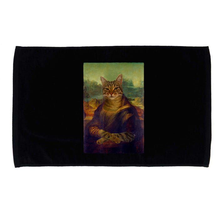 Meowing Lisa Funny Cat Cat Art Cat Lover Cat Owner Microfiber Hand Towel