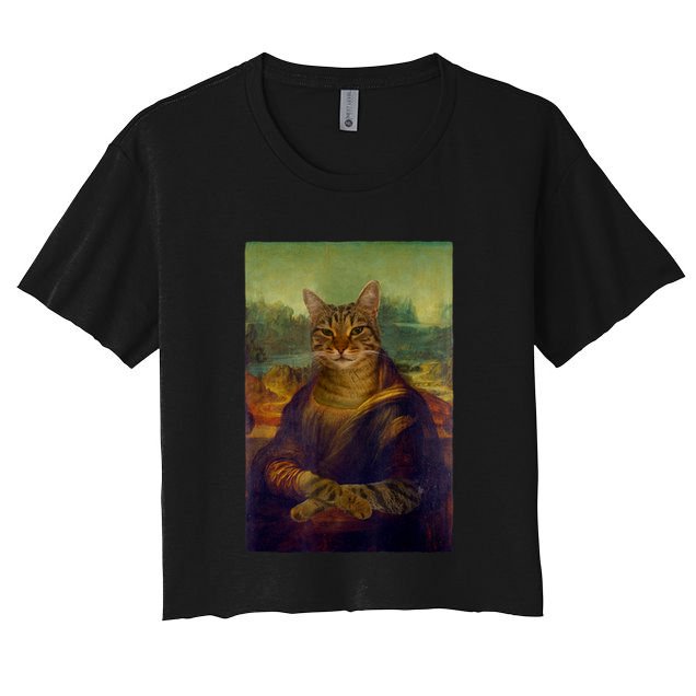 Meowing Lisa Funny Cat Cat Art Cat Lover Cat Owner Crop Top