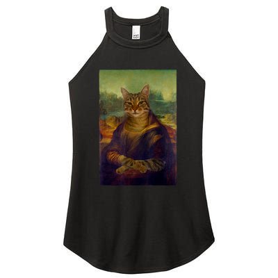 Meowing Lisa Funny Cat Cat Art Cat Lover Cat Owner Women's Perfect Tri Rocker Tank
