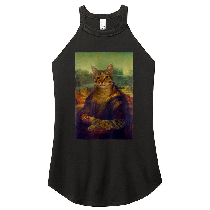 Meowing Lisa Funny Cat Cat Art Cat Lover Cat Owner Women's Perfect Tri Rocker Tank