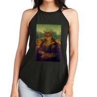 Meowing Lisa Funny Cat Cat Art Cat Lover Cat Owner Women's Perfect Tri Rocker Tank