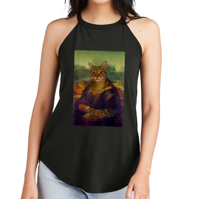 Meowing Lisa Funny Cat Cat Art Cat Lover Cat Owner Women's Perfect Tri Rocker Tank