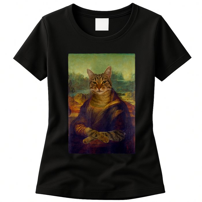 Meowing Lisa Funny Cat Cat Art Cat Lover Cat Owner Womens T-Shirt