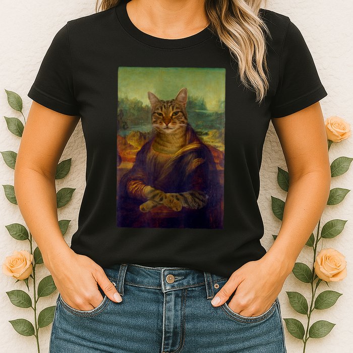 Meowing Lisa Funny Cat Cat Art Cat Lover Cat Owner Womens T-Shirt