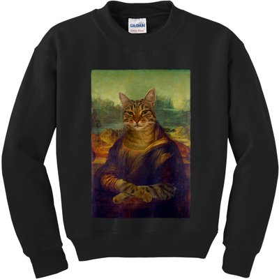 Meowing Lisa Funny Cat Cat Art Cat Lover Cat Owner Kids Sweatshirt