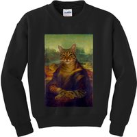 Meowing Lisa Funny Cat Cat Art Cat Lover Cat Owner Kids Sweatshirt