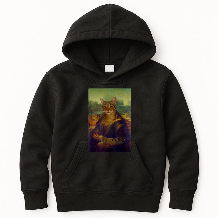 Meowing Lisa Funny Cat Cat Art Cat Lover Cat Owner Kids Hoodie