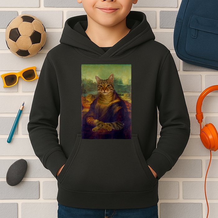 Meowing Lisa Funny Cat Cat Art Cat Lover Cat Owner Kids Hoodie