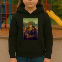 Meowing Lisa Funny Cat Cat Art Cat Lover Cat Owner Kids Hoodie
