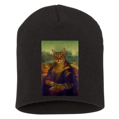 Meowing Lisa Funny Cat Cat Art Cat Lover Cat Owner Short Acrylic Beanie