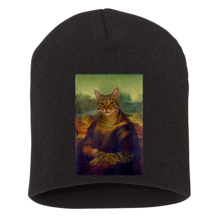 Meowing Lisa Funny Cat Cat Art Cat Lover Cat Owner Short Acrylic Beanie