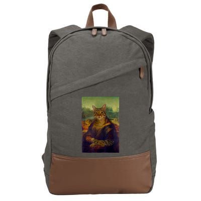 Meowing Lisa Funny Cat Cat Art Cat Lover Cat Owner Cotton Canvas Backpack
