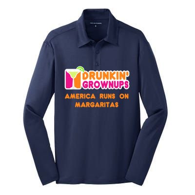 Margaritas Ladies Funny Drunkin Grownups Drinking Silk Touch Performance Long Sleeve Polo