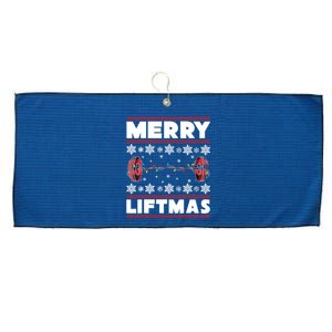 Merry Liftmas Funny Christmas Gym Workout Fitness Gift Large Microfiber Waffle Golf Towel