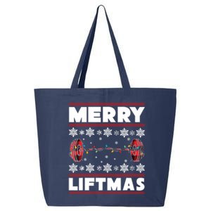 Merry Liftmas Funny Christmas Gym Workout Fitness Gift 25L Jumbo Tote