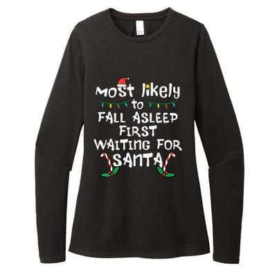 Most Likely Fall Asleep Santa Christmas Xmas Family Matching Womens CVC Long Sleeve Shirt