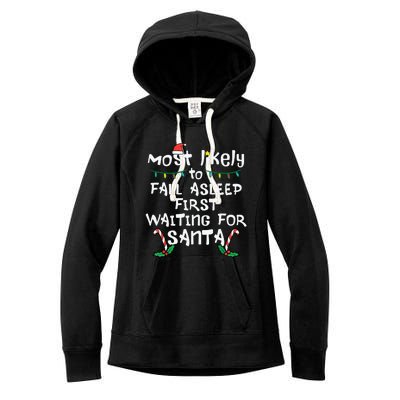 Most Likely Fall Asleep Santa Christmas Xmas Family Matching Women's Fleece Hoodie