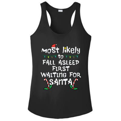 Most Likely Fall Asleep Santa Christmas Xmas Family Matching Ladies PosiCharge Competitor Racerback Tank