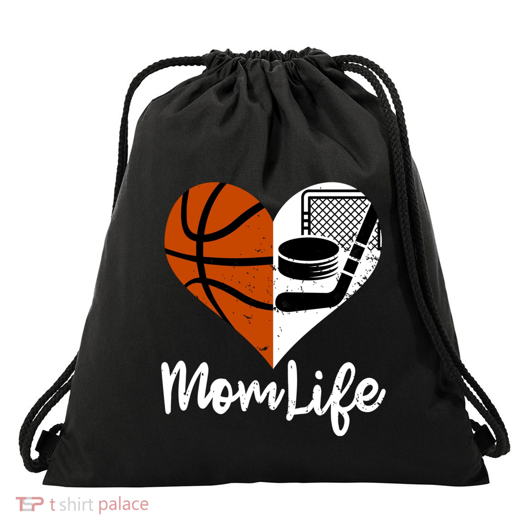 Mom Life Funny Basketball Hockey Mom Gift Drawstring Bag