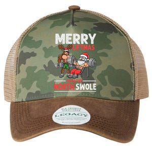 Merry Liftmas from North Swole Muscle Santa Weightlifting  Legacy Tie Dye Trucker Hat