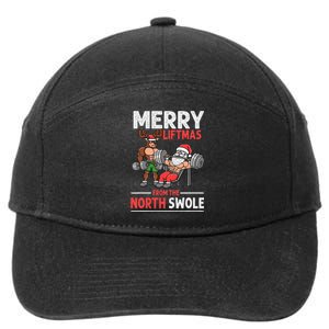 Merry Liftmas from North Swole Muscle Santa Weightlifting  7-Panel Snapback Hat