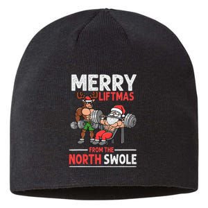 Merry Liftmas from North Swole Muscle Santa Weightlifting  Sustainable Beanie