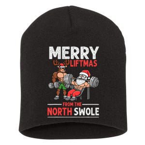 Merry Liftmas from North Swole Muscle Santa Weightlifting  Short Acrylic Beanie