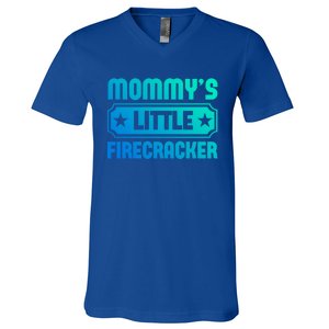 Mommys Little Firecracker Funny Mothers Day Funny Gift Gift V-Neck T-Shirt