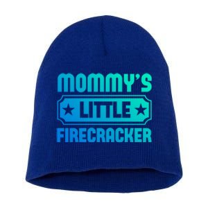 Mommys Little Firecracker Funny Mothers Day Funny Gift Gift Short Acrylic Beanie