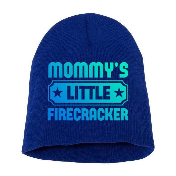 Mommys Little Firecracker Funny Mothers Day Funny Gift Gift Short Acrylic Beanie