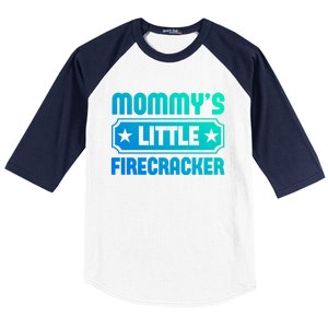 Mommys Little Firecracker Funny Mothers Day Funny Gift Gift Baseball Sleeve Shirt