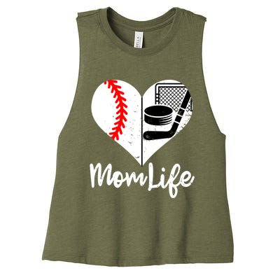 Mom Life Funny Baseball Hockey Mom Gift Women's Racerback Cropped Tank