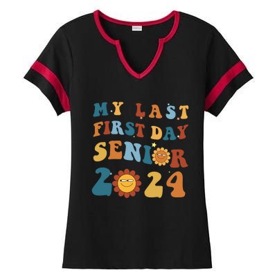 My Last First Day Senior Back To School 2024 1 Ladies Halftime Notch Neck Tee