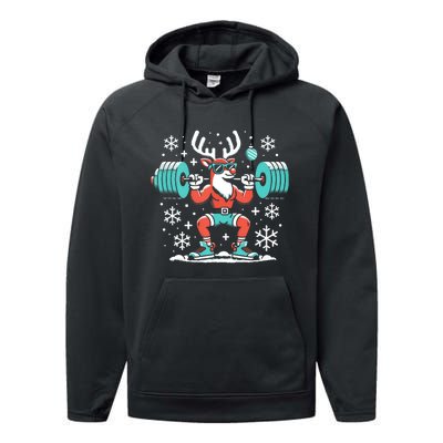 Merry Liftmas Fitness Reindeer Christmas Tank Top Performance Fleece Hoodie