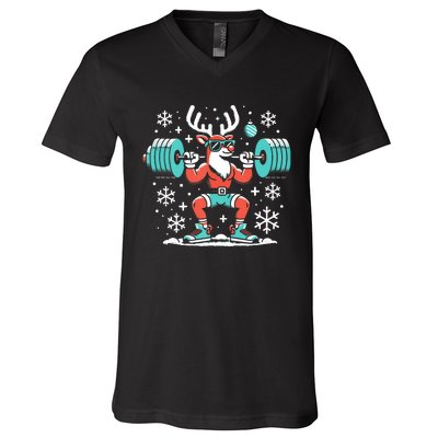 Merry Liftmas Fitness Reindeer Christmas Tank Top V-Neck T-Shirt