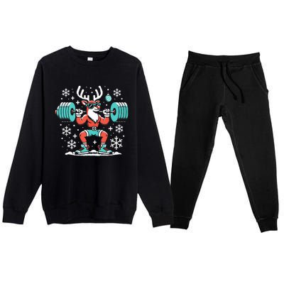 Merry Liftmas Fitness Reindeer Christmas Tank Top Premium Crewneck Sweatsuit Set