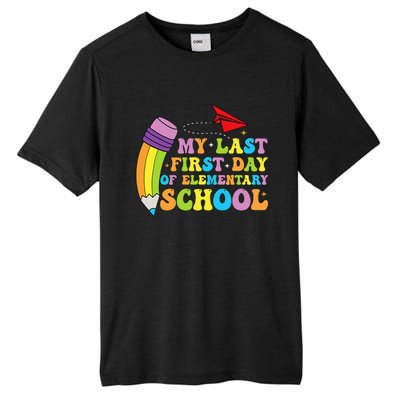 My Last First Day Of Elementary School Back To School Tall Fusion ChromaSoft Performance T-Shirt