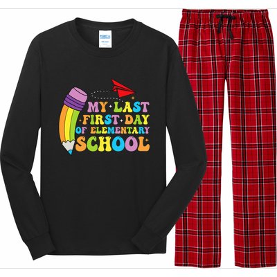 My Last First Day Of Elementary School Back To School Long Sleeve Pajama Set