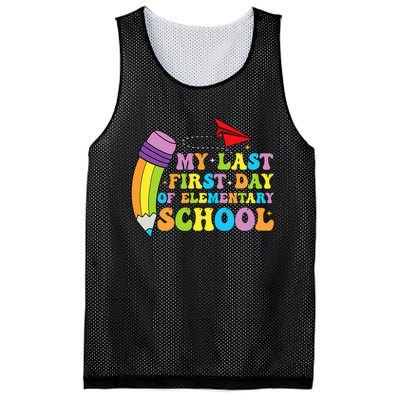 My Last First Day Of Elementary School Back To School Mesh Reversible Basketball Jersey Tank