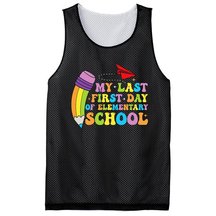 My Last First Day Of Elementary School Back To School Mesh Reversible Basketball Jersey Tank